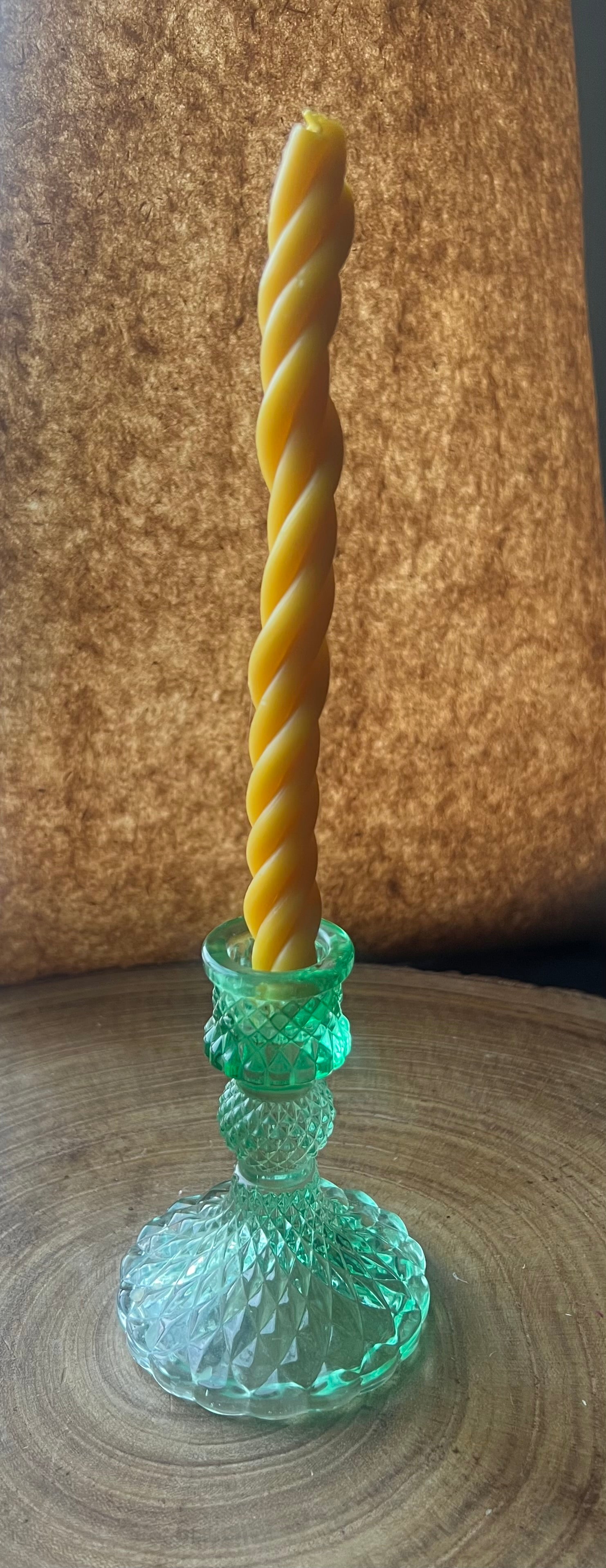 Hand-Dipped Beeswax Twisted Taper Candles (Set of 2)