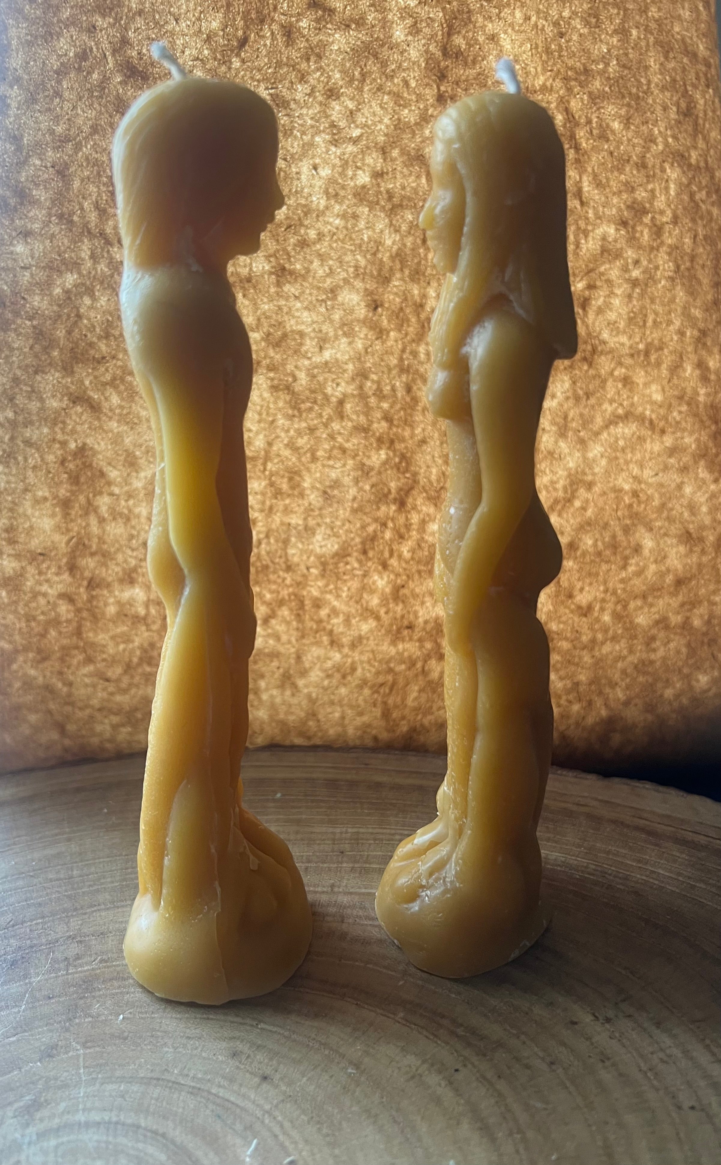 Natural Beeswax Twisted Taper Candle Set (Male & Female Pair)