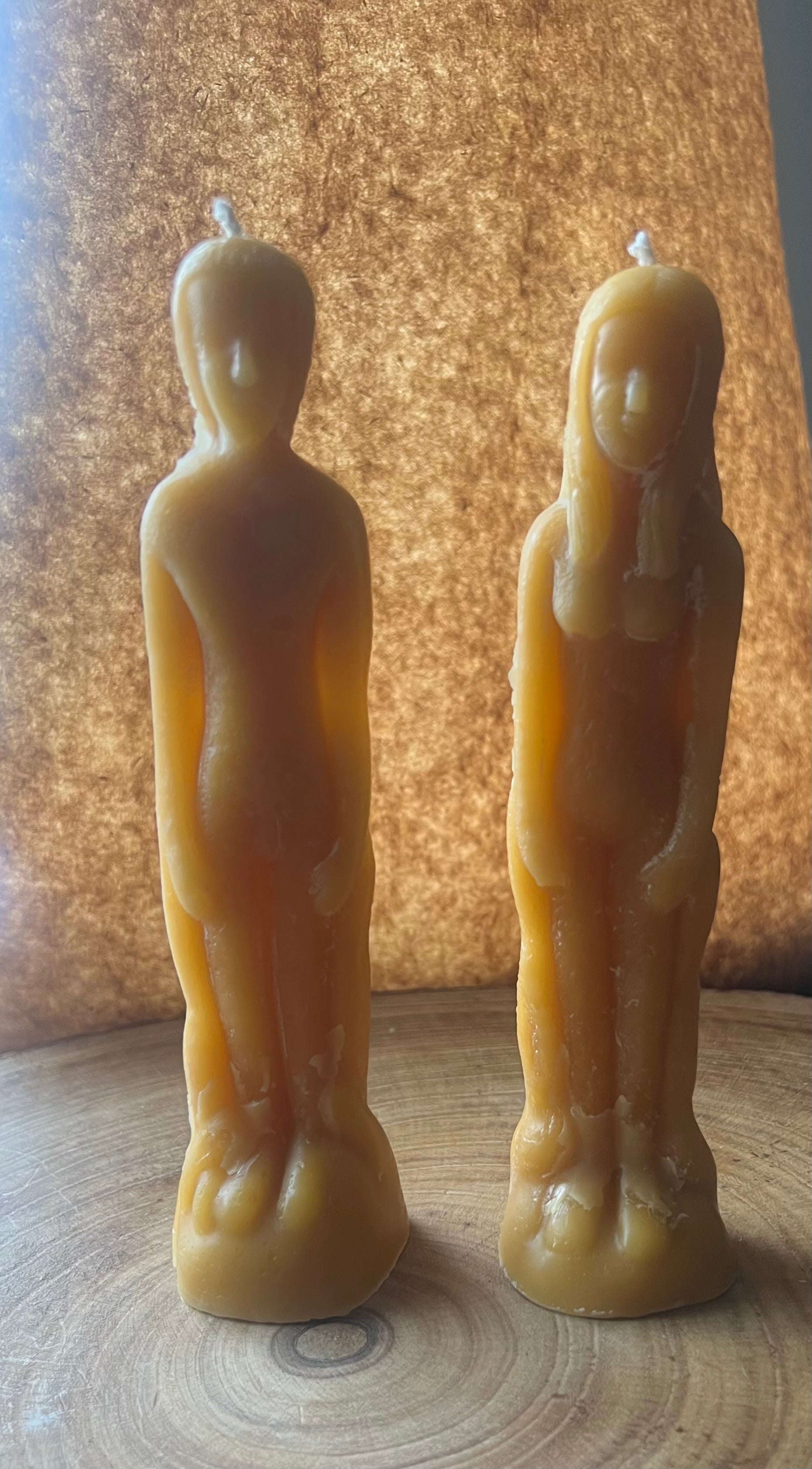Natural Beeswax Twisted Taper Candle Set (Male & Female Pair)