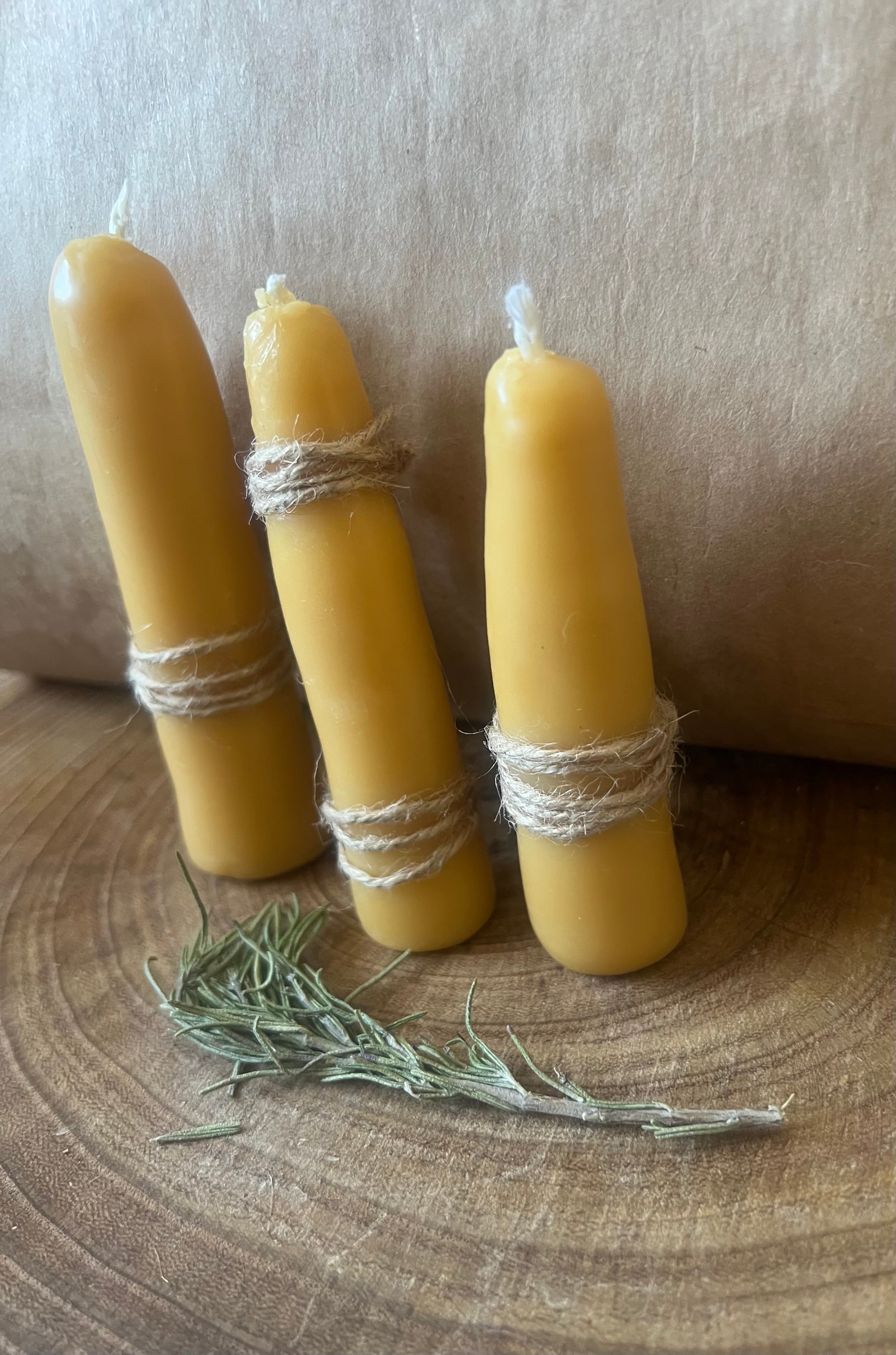 The Steady Three — Hand-Dipped Beeswax Hearth Tapers (Set of 3)