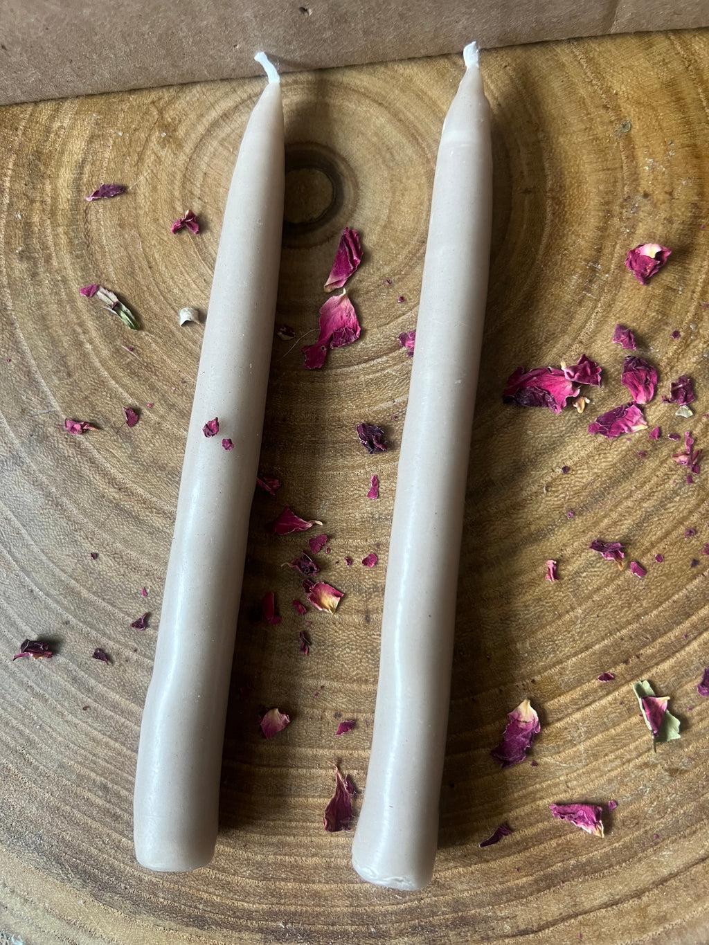 Pink Moon Hearth Tapers — Hand Dipped Beeswax Candles (Pair)