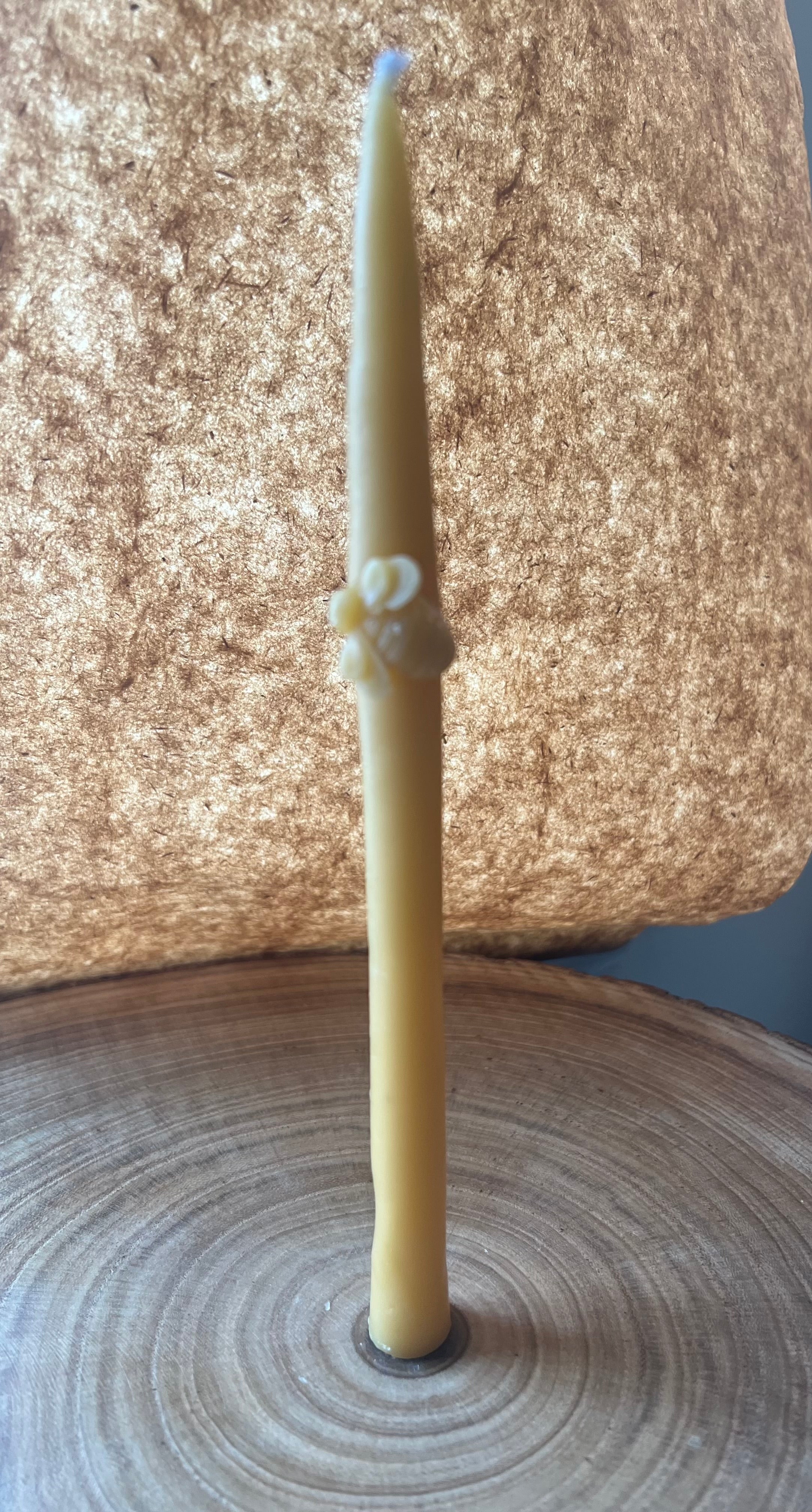 Honey Bee & Sunflower Beeswax Taper Candles – Hand Dipped Pure Beeswax – Set of Two – Natural Honey Candle – Hearth & Home Candle