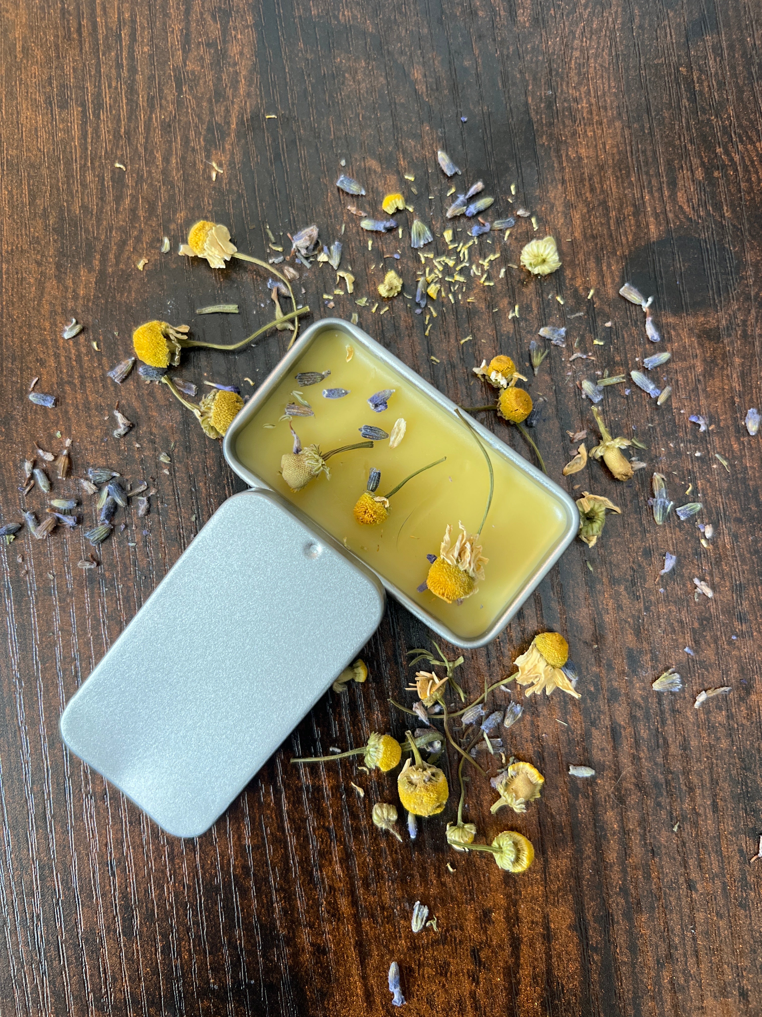 Calendula & Lavender Lip Balm – Beeswax Herbal Balm (Slide Tin)