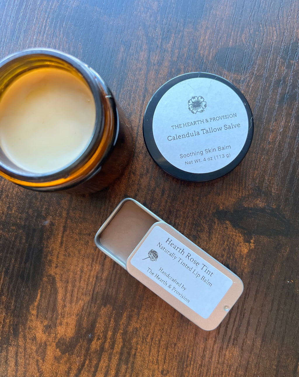 The Hearth Care Pair – Botanical Lip Balm & Calendula Hand Salve Set