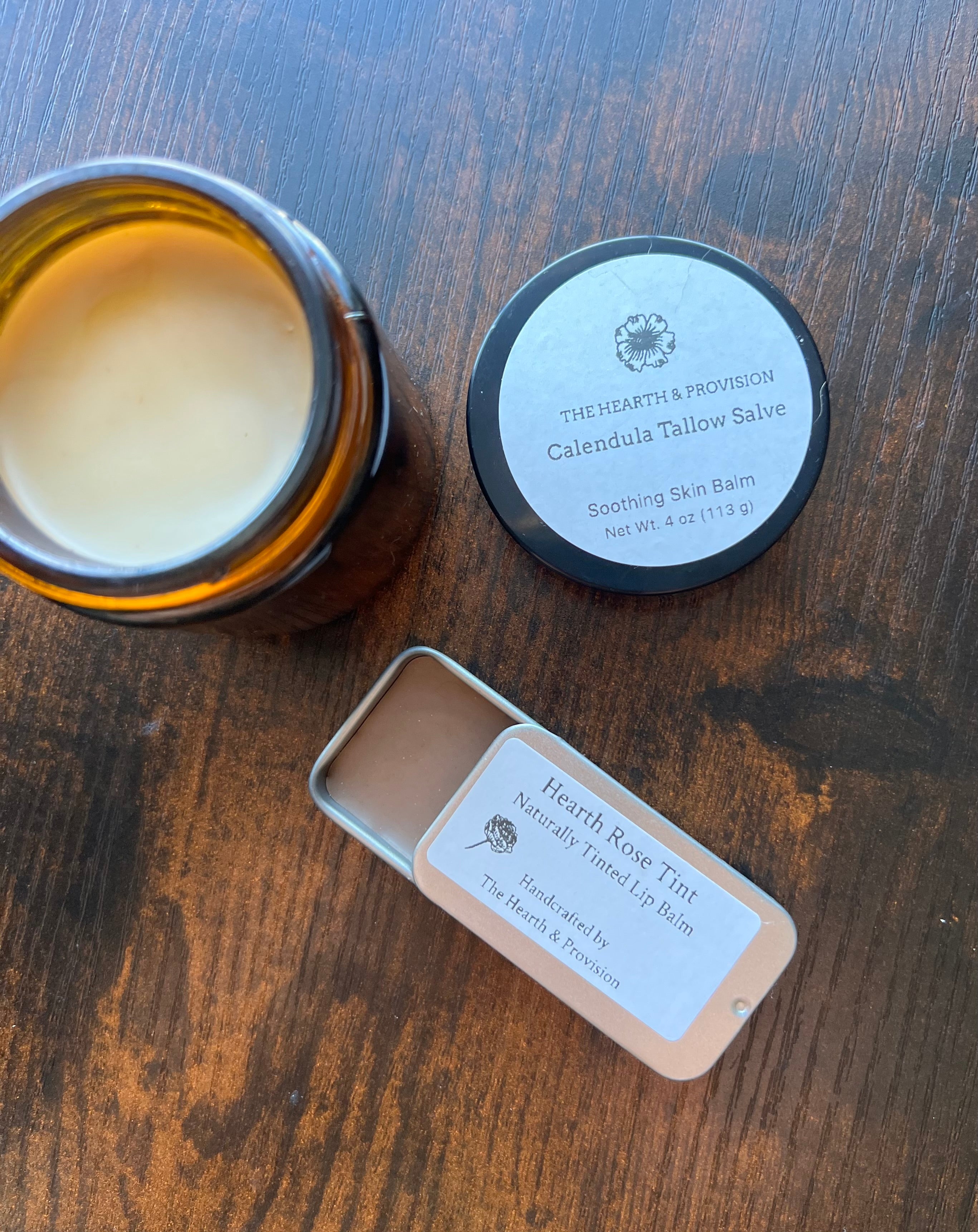 The Hearth Care Pair – Botanical Lip Balm & Calendula Hand Salve Set
