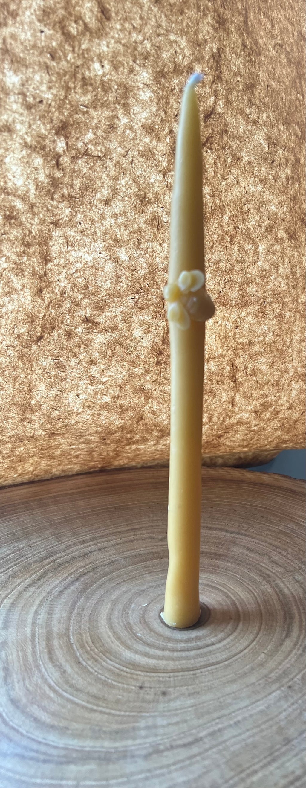 Honey Bee & Sunflower Beeswax Taper Candles – Hand Dipped Pure Beeswax – Set of Two – Natural Honey Candle – Hearth & Home Candle