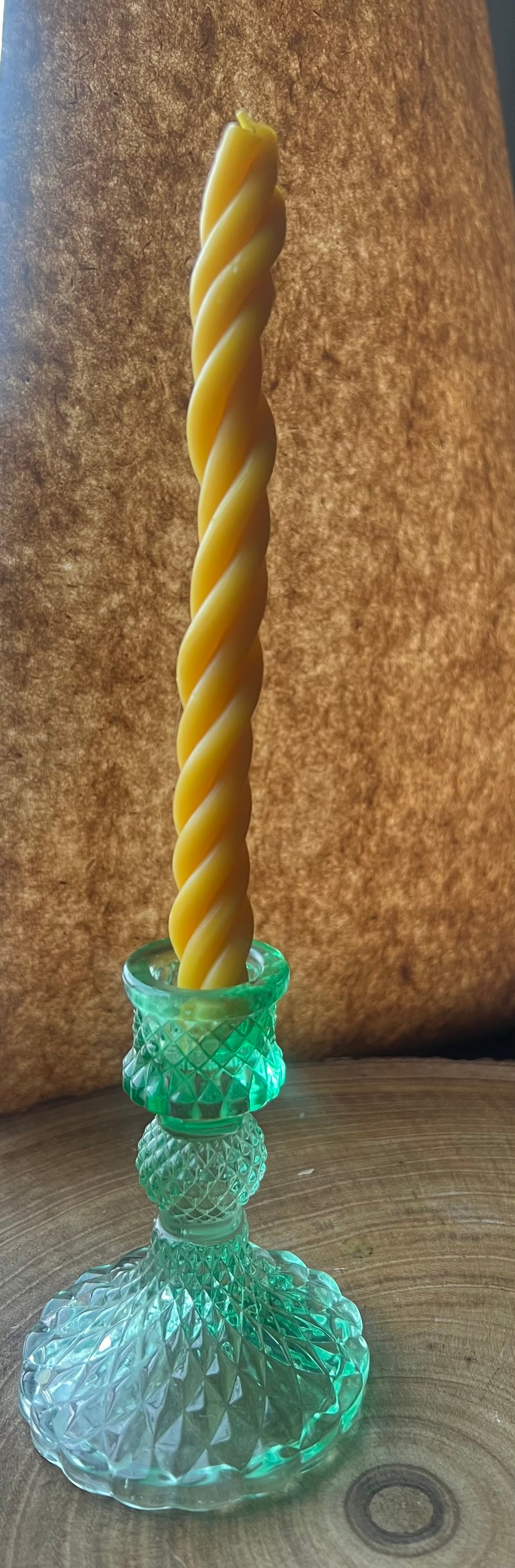 Hand-Dipped Beeswax Twisted Taper Candles (Set of 2)