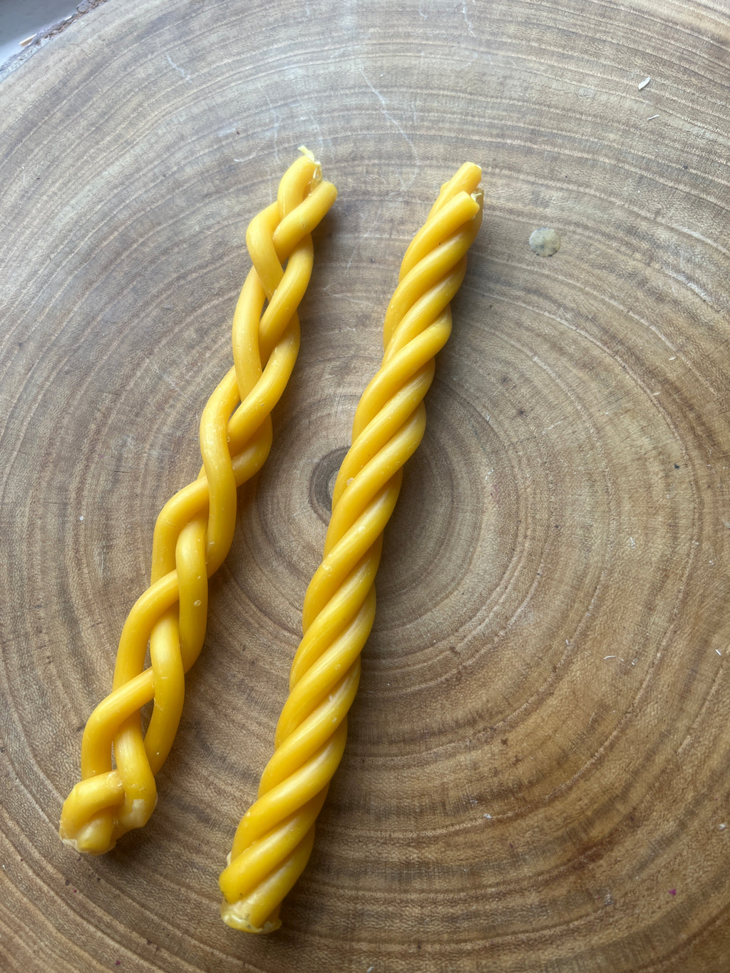Hand-Dipped Beeswax Twisted Taper Candles (Set of 2)