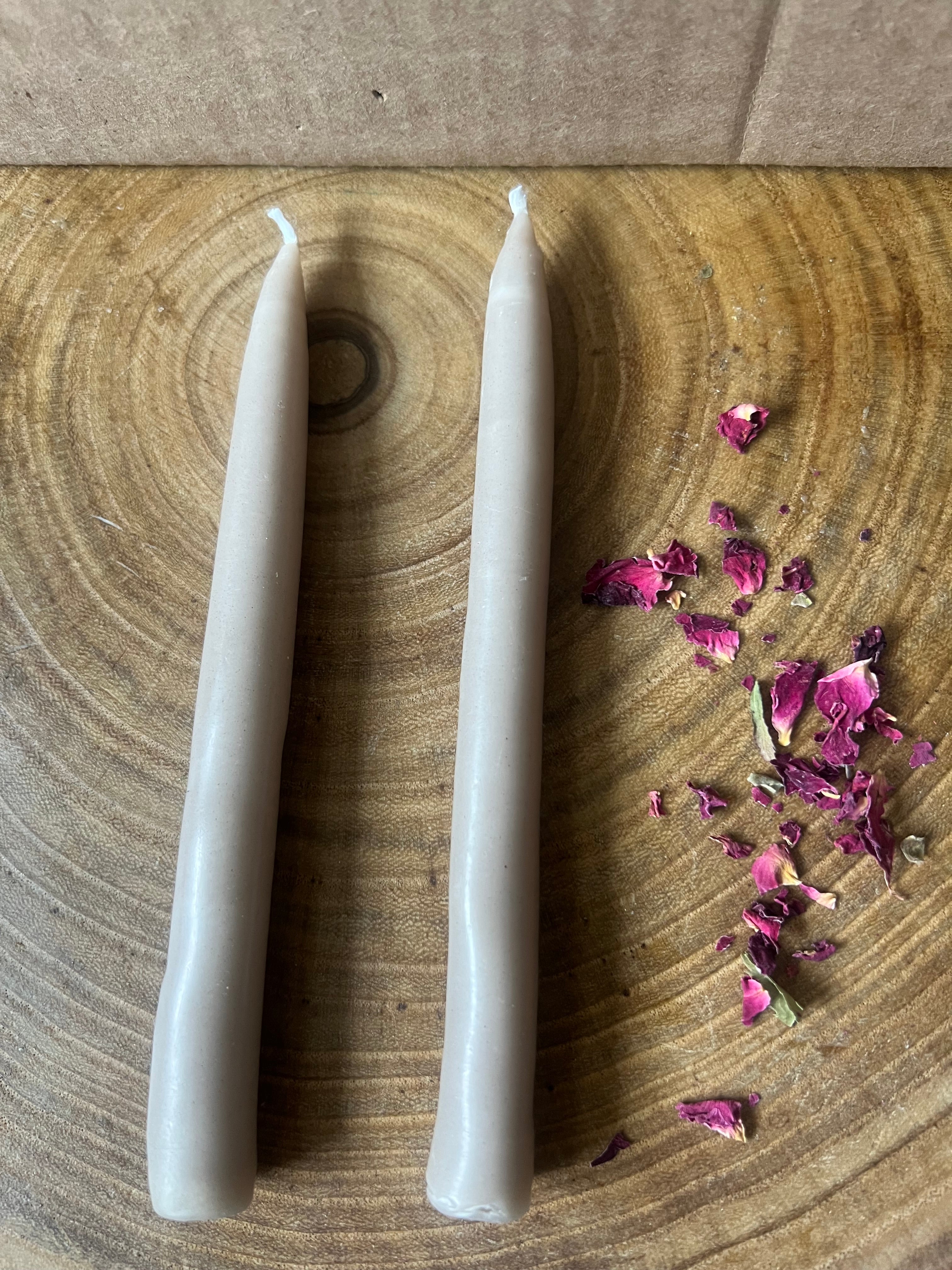 Pink Moon Hearth Tapers — Hand Dipped Beeswax Candles (Pair)
