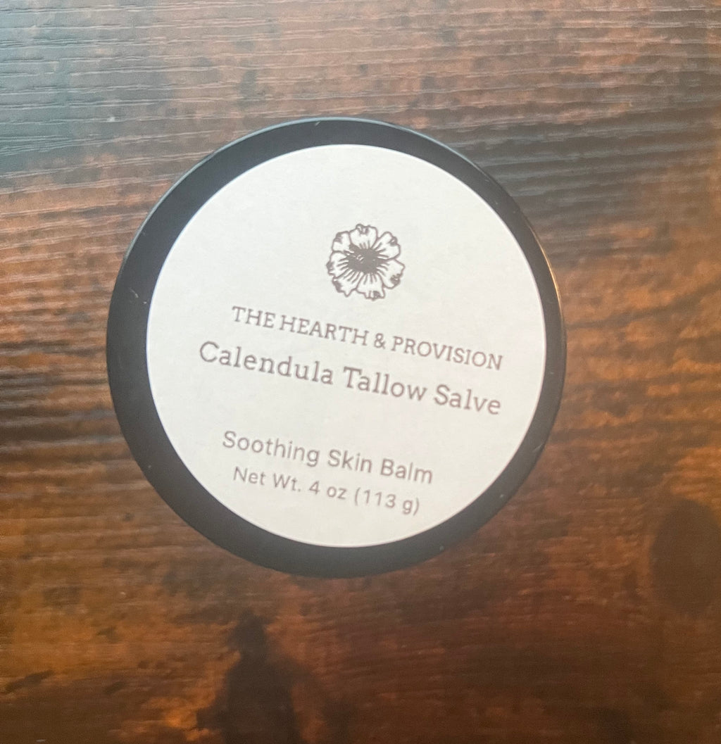 Calendula Tallow Salve – Soothing Skin Balm for Dry, Irritated Skin (4 oz)