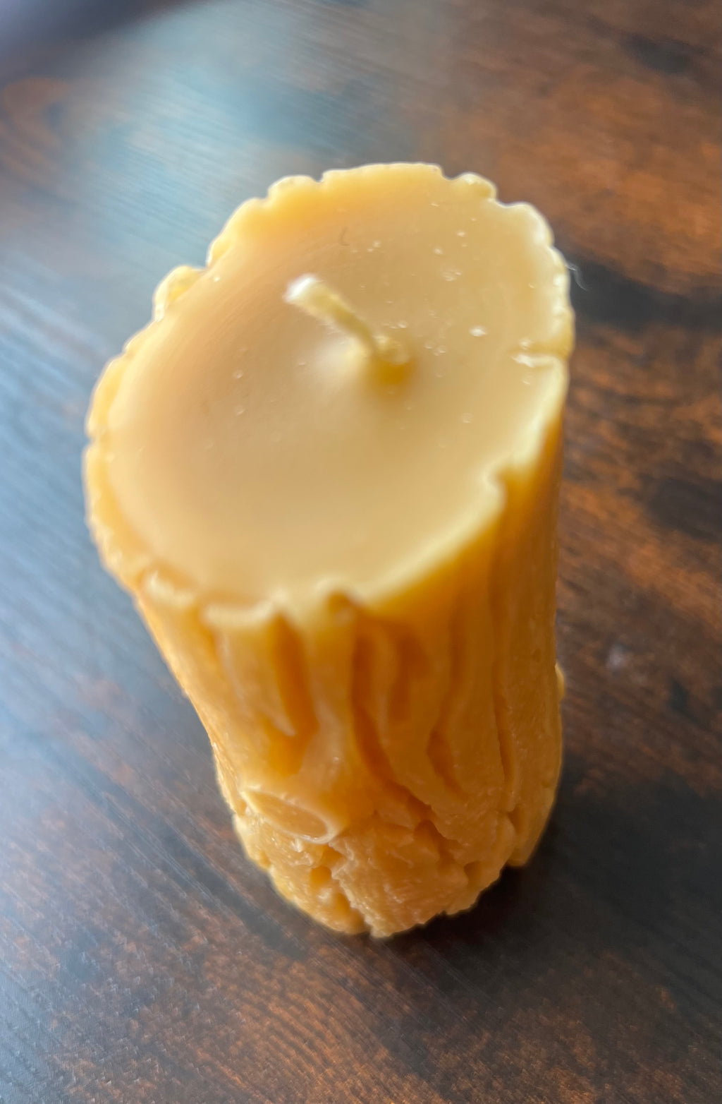 Natural Beeswax Tree Stump Candle – Rustic Pillar Candle – Handcrafted 4 Inch Beeswax