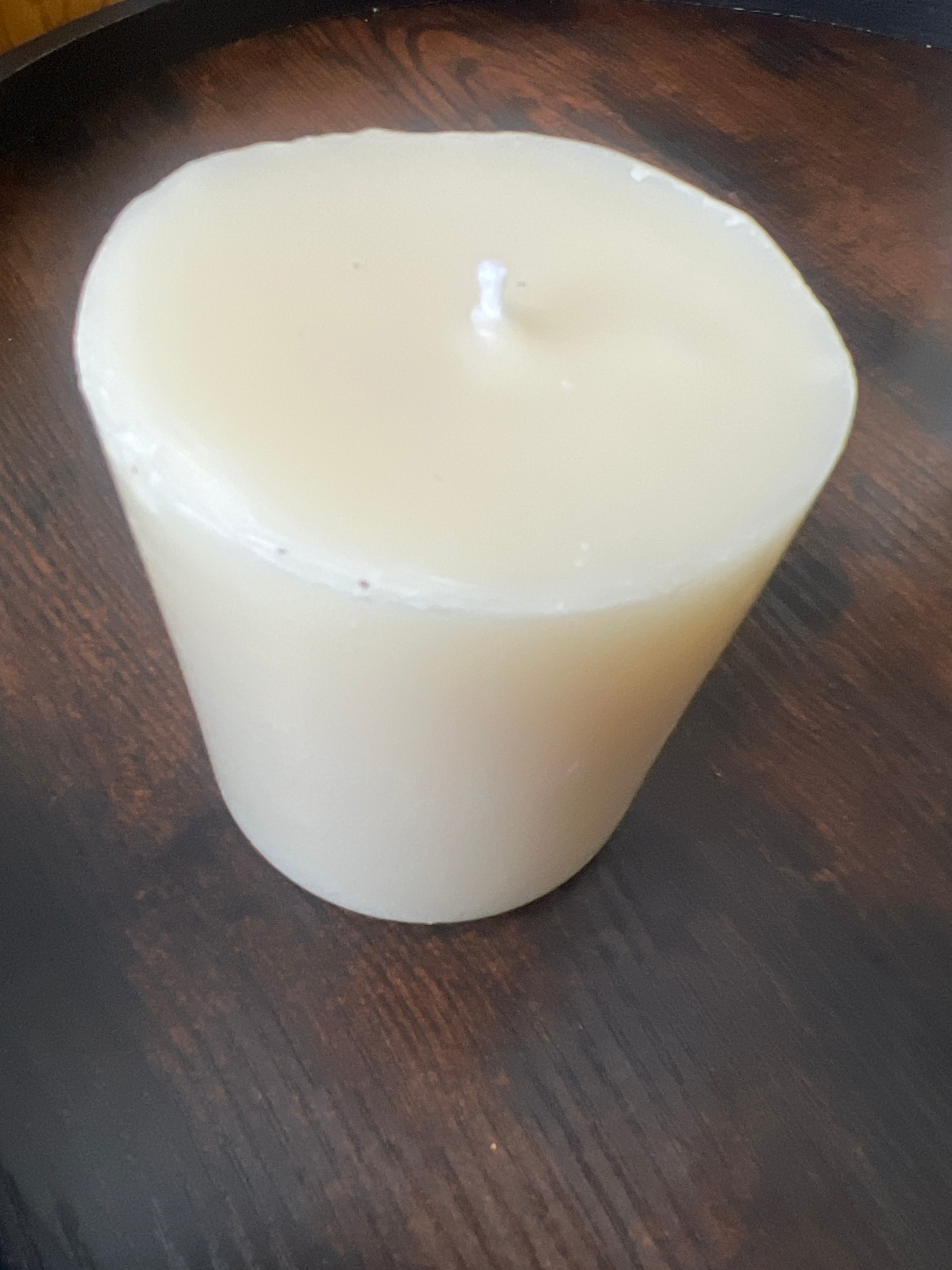 Natural Beeswax Pillar Candle – Handcrafted Ivory 4 Inch Candle – Unscented