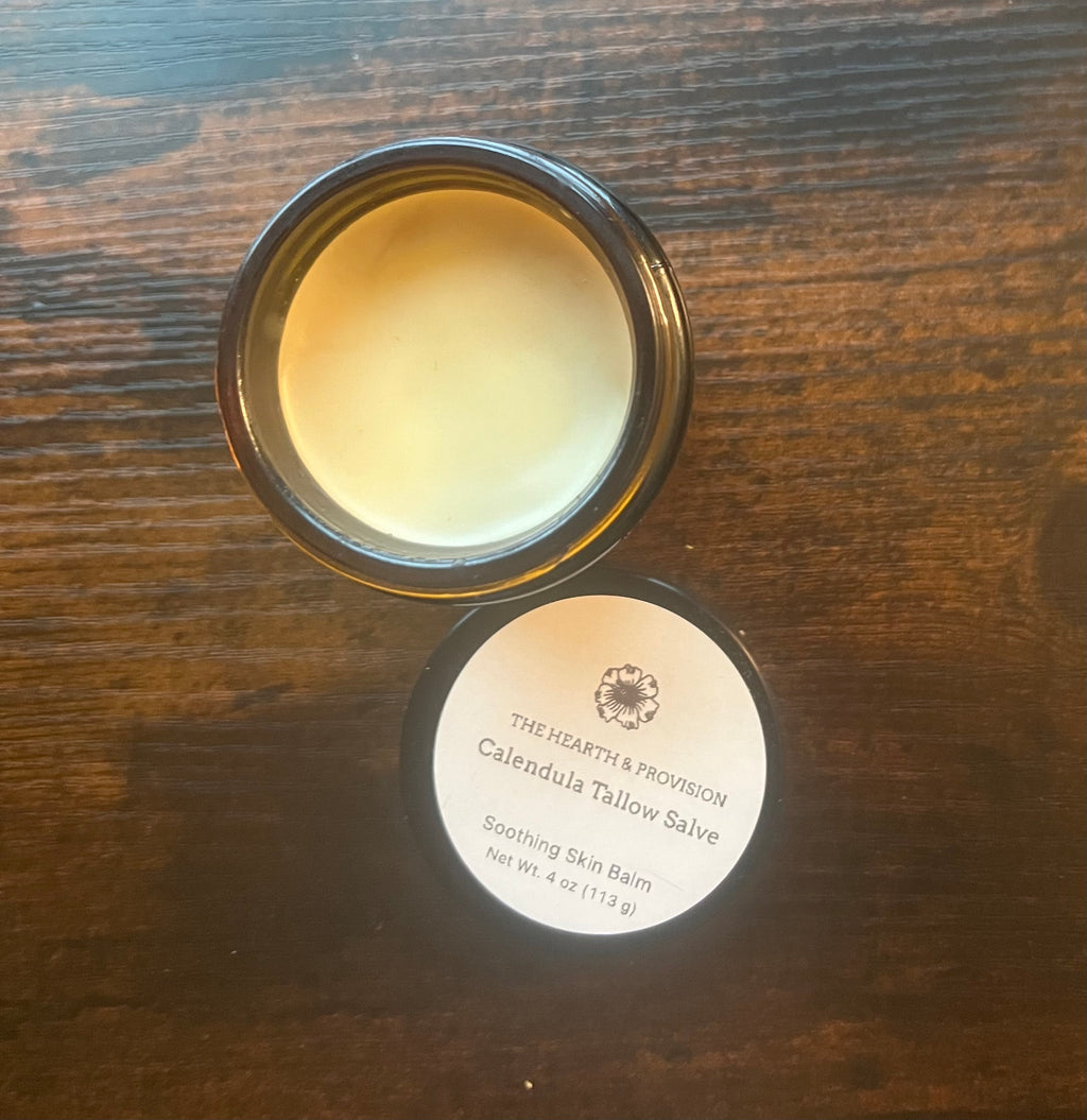 Calendula Tallow Salve – Soothing Skin Balm for Dry, Irritated Skin (4 oz)