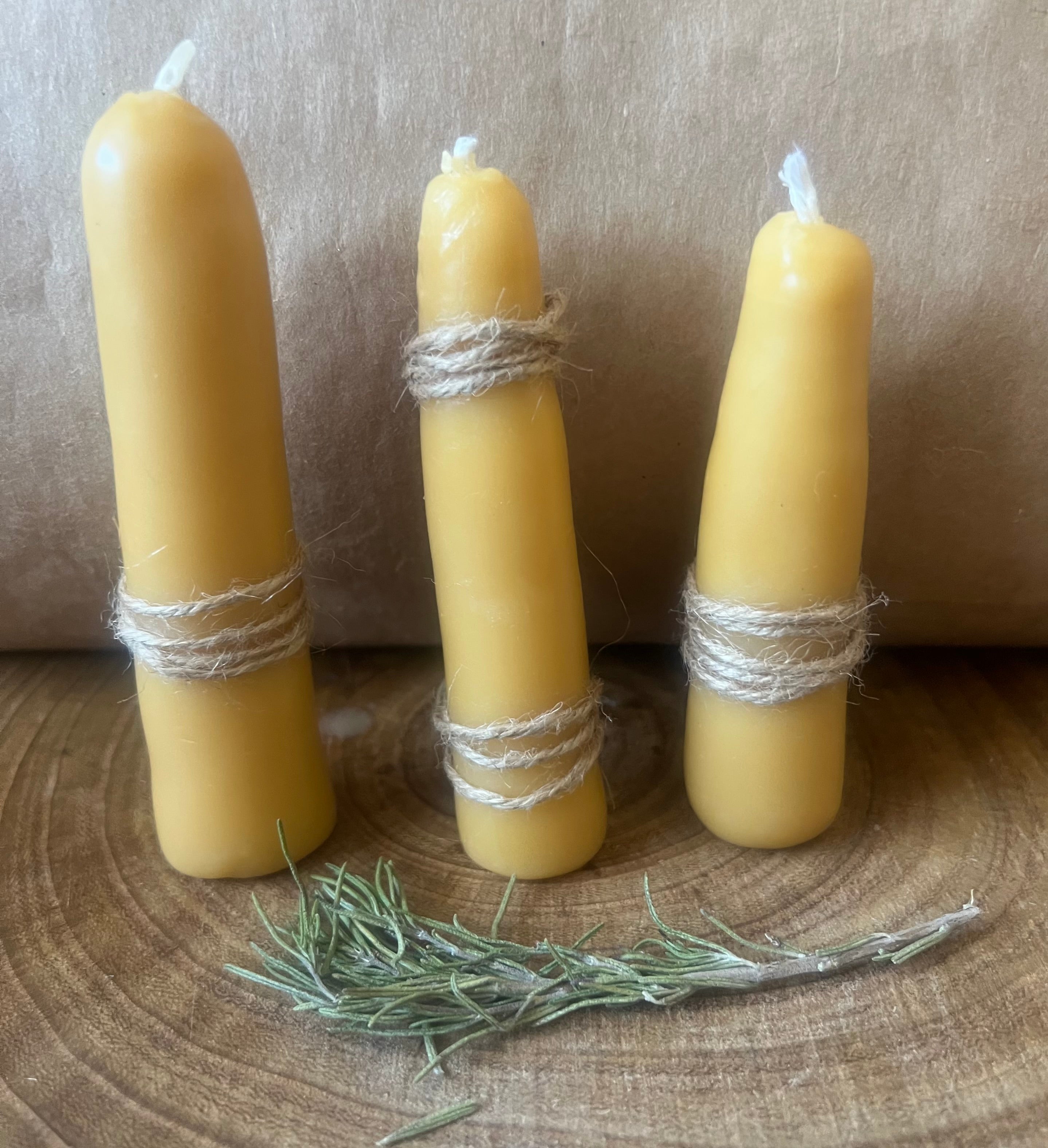 The Steady Three — Hand-Dipped Beeswax Hearth Tapers (Set of 3)