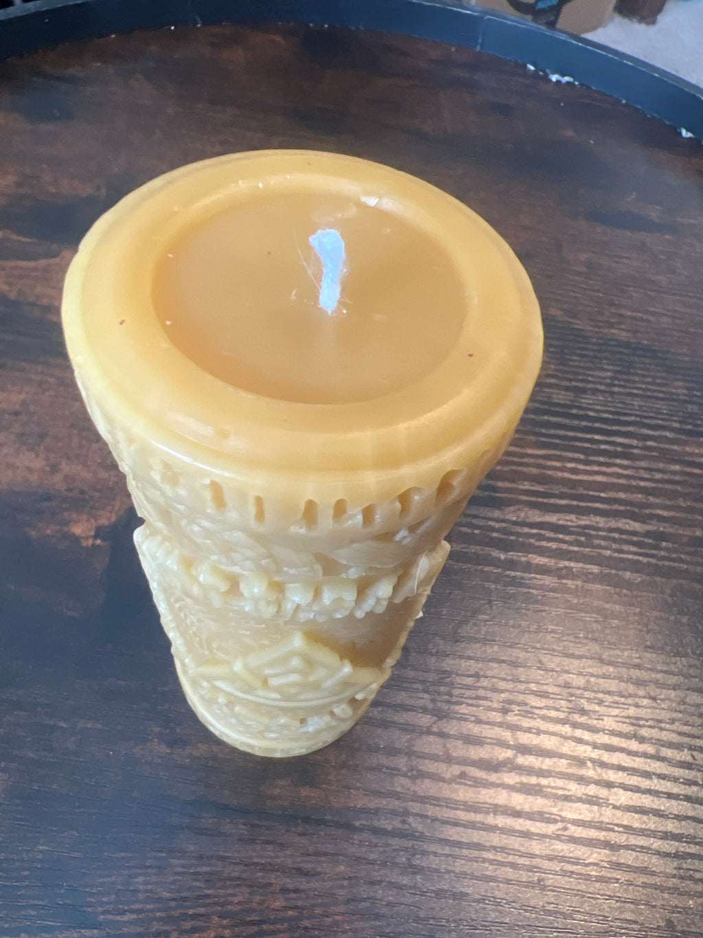 Natural Beeswax Tree Stump Candle – Rustic Pillar Candle – Handcrafted 4 Inch Beeswax