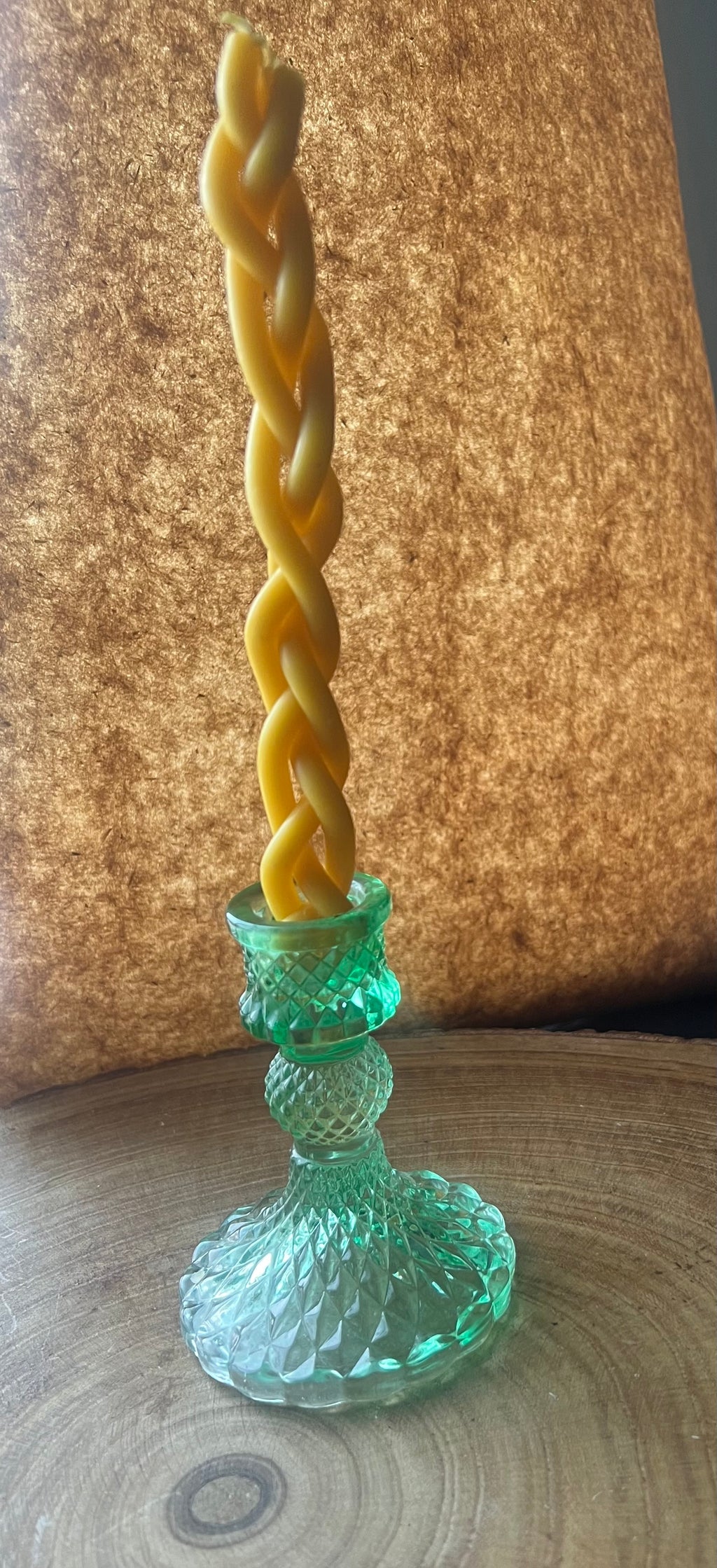 Hand-Dipped Beeswax Twisted Taper Candles (Set of 2)