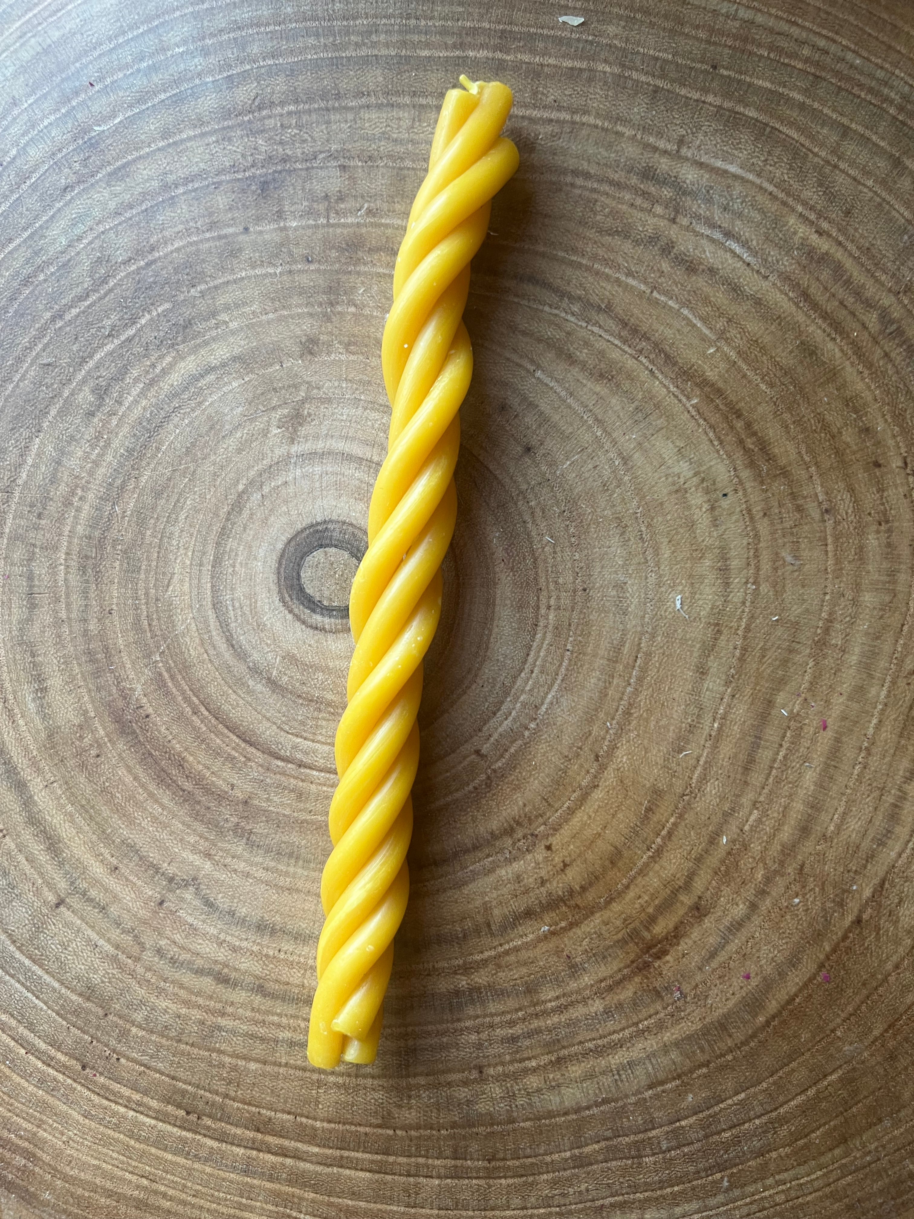 Hand-Dipped Beeswax Twisted Taper Candles (Set of 2)
