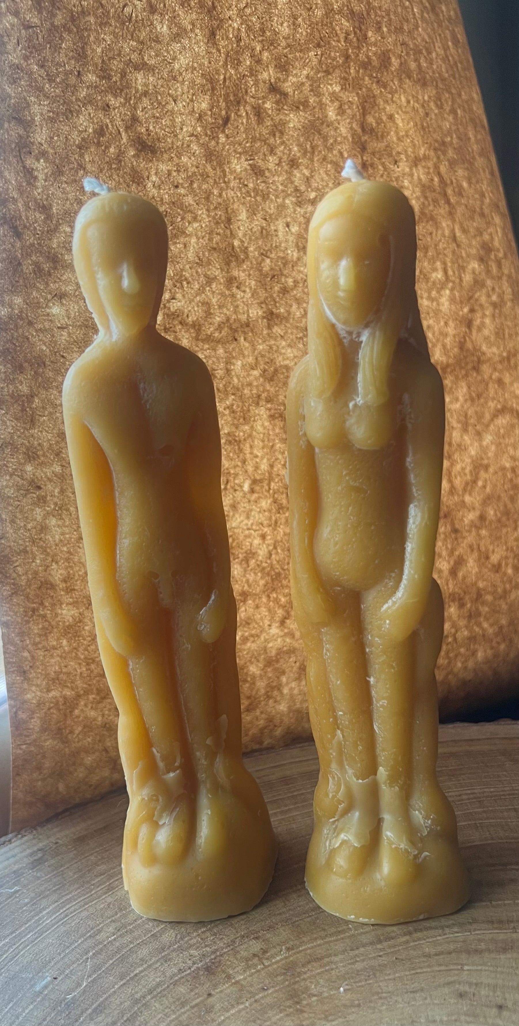 Natural Beeswax Twisted Taper Candle Set (Male & Female Pair)