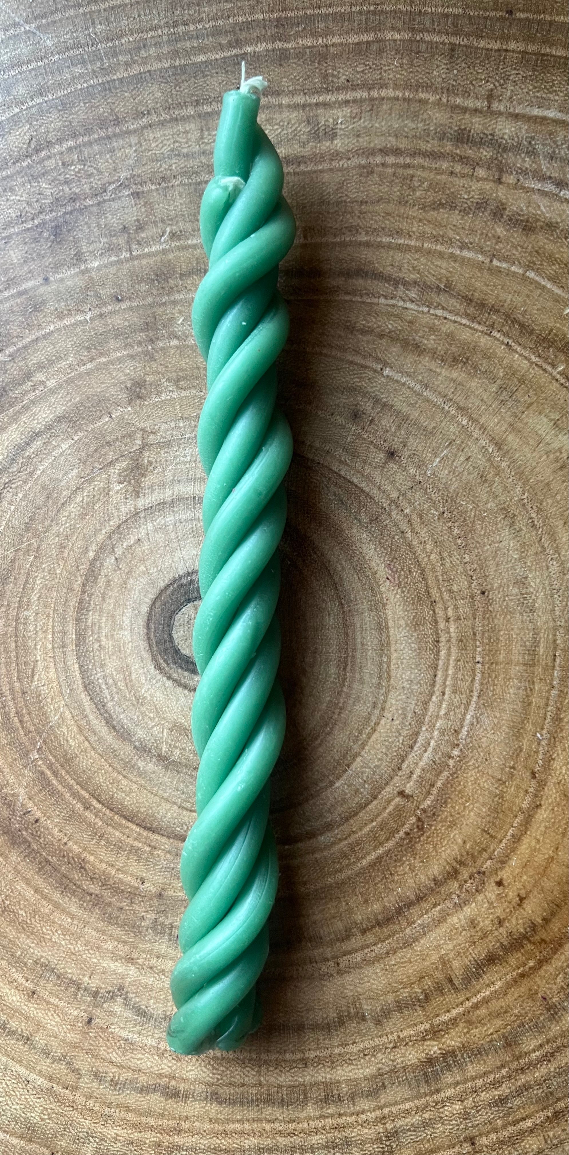 Green Twisted Beeswax Taper Candle (Single)