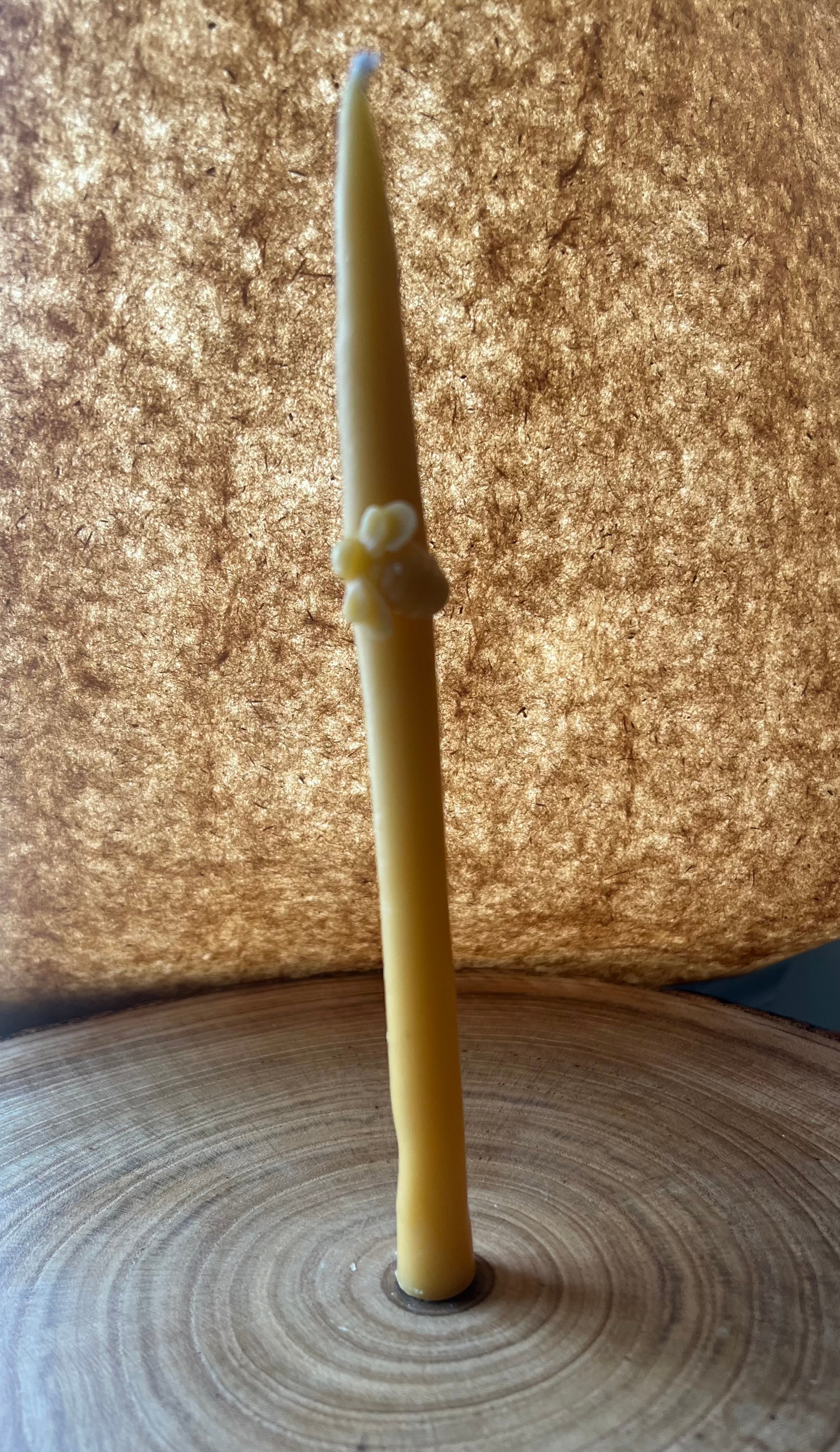 Honey Bee & Sunflower Beeswax Taper Candles – Hand Dipped Pure Beeswax – Set of Two – Natural Honey Candle – Hearth & Home Candle