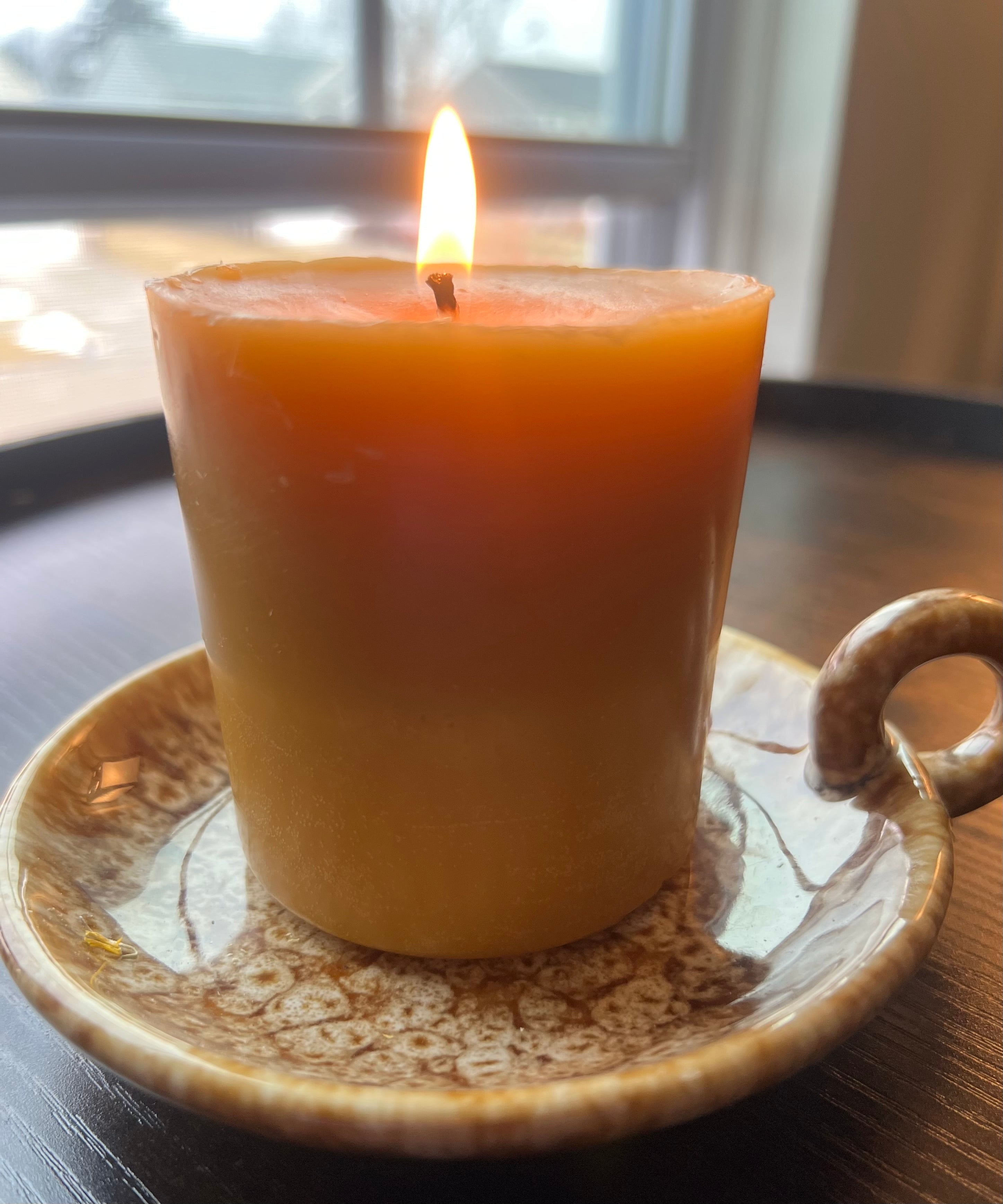 The Watcher’s Flame — Beeswax Hearth Pillar