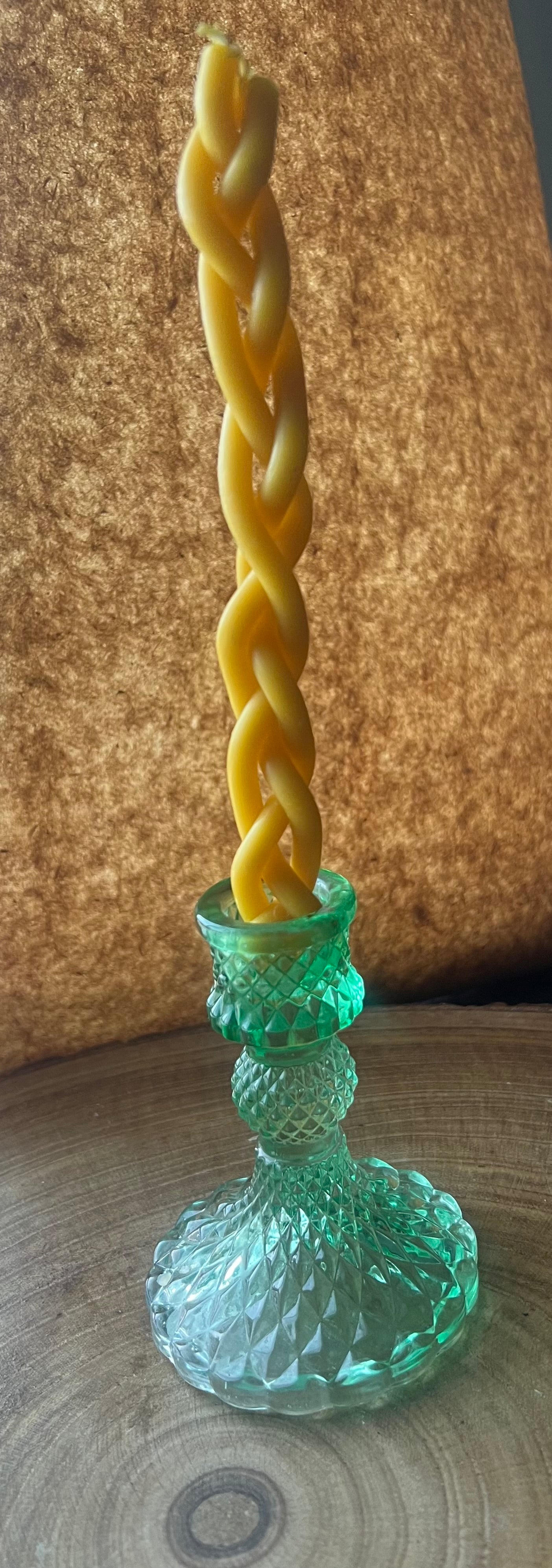 Hand-Dipped Beeswax Twisted Taper Candles (Set of 2)