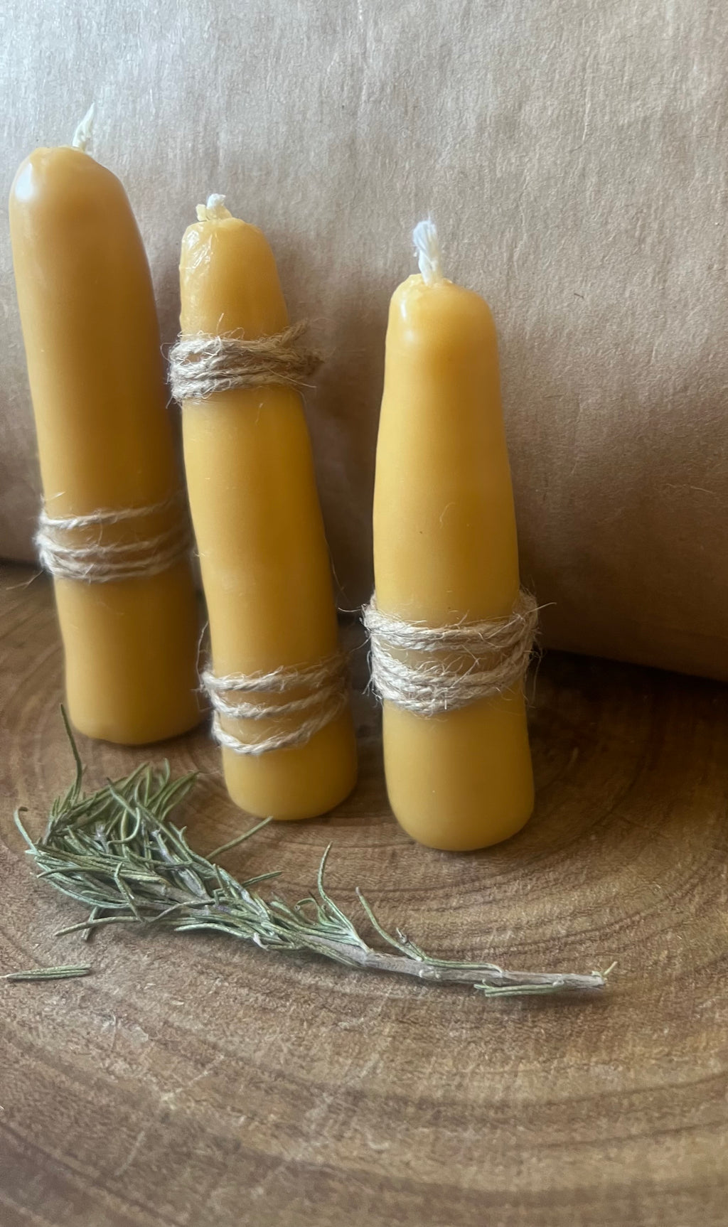 The Steady Three — Hand-Dipped Beeswax Hearth Tapers (Set of 3)