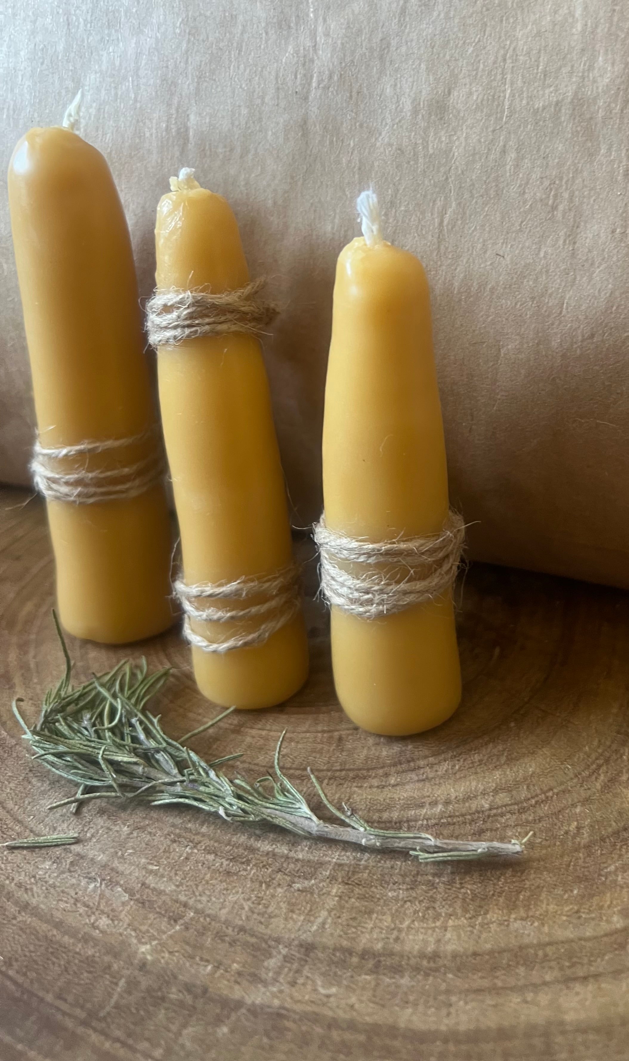 The Steady Three — Hand-Dipped Beeswax Hearth Tapers (Set of 3)