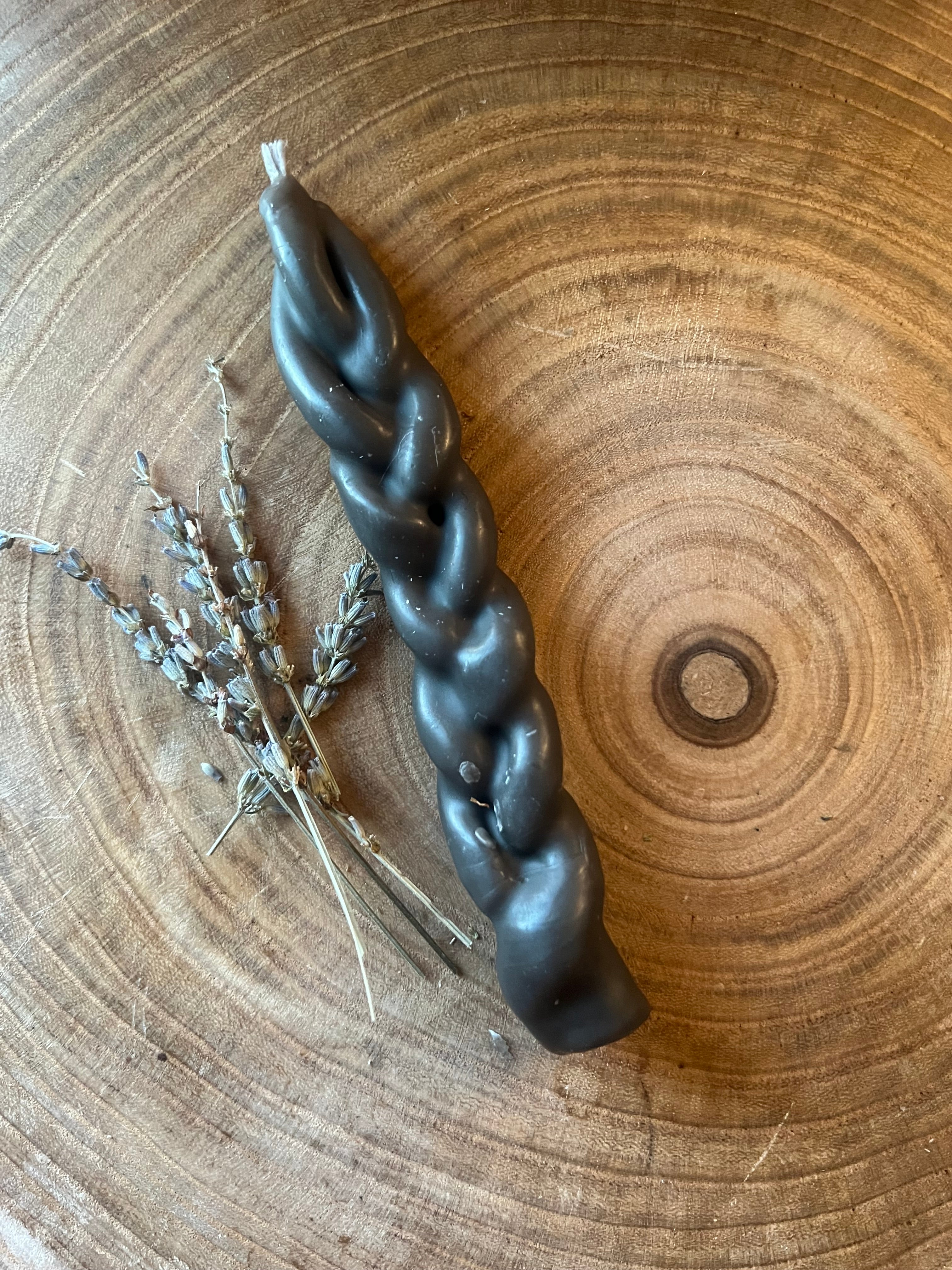 Black Braided Beeswax Candle